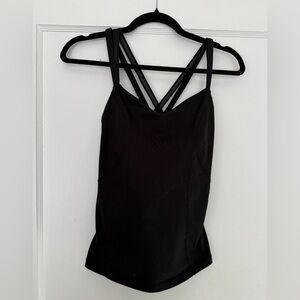 Zella Black Full-Length Criss-Cross Back Slim Fit Tank Size Small